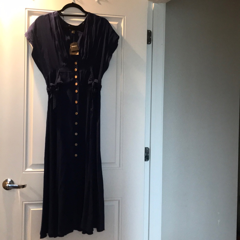 Blue button down dress